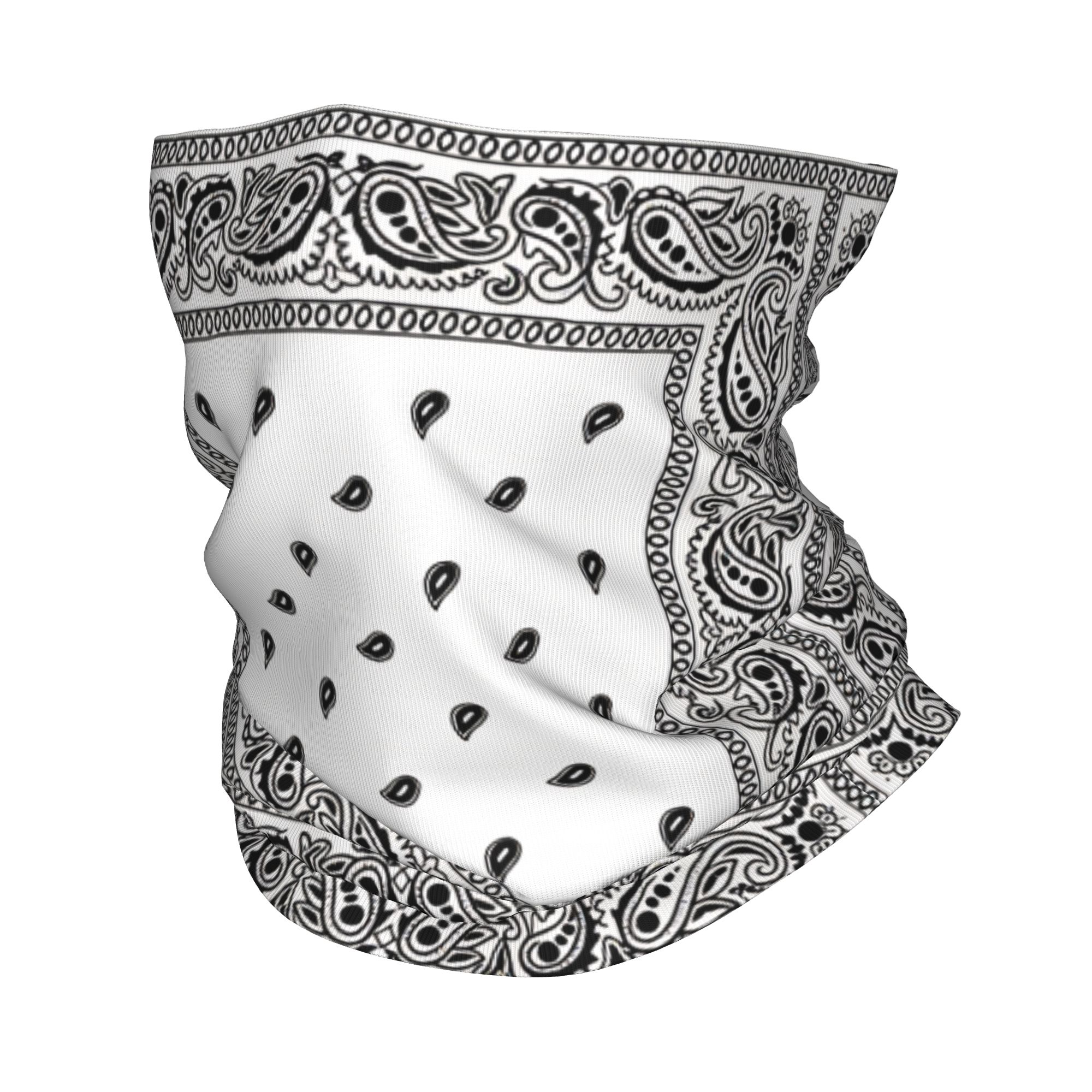 Face Scarf Mask - Outdoor Sports Balaclava Black White Paisley