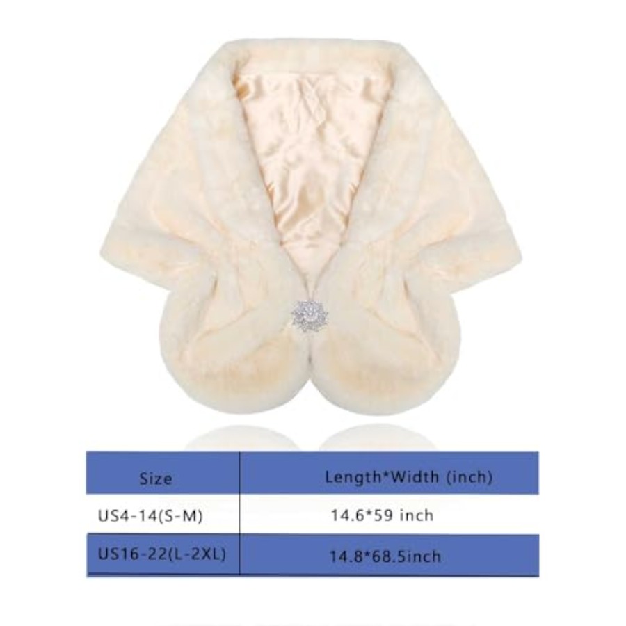 Aukmla Women's Wedding Fur Wra - Stole Wedding Shawl ulasan dan harga