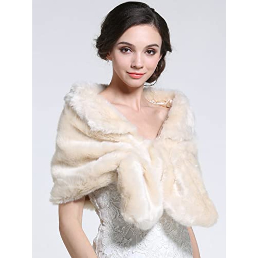 Aukmla Women's Wedding Fur Wra - Stole Wedding Shawl ulasan dan harga