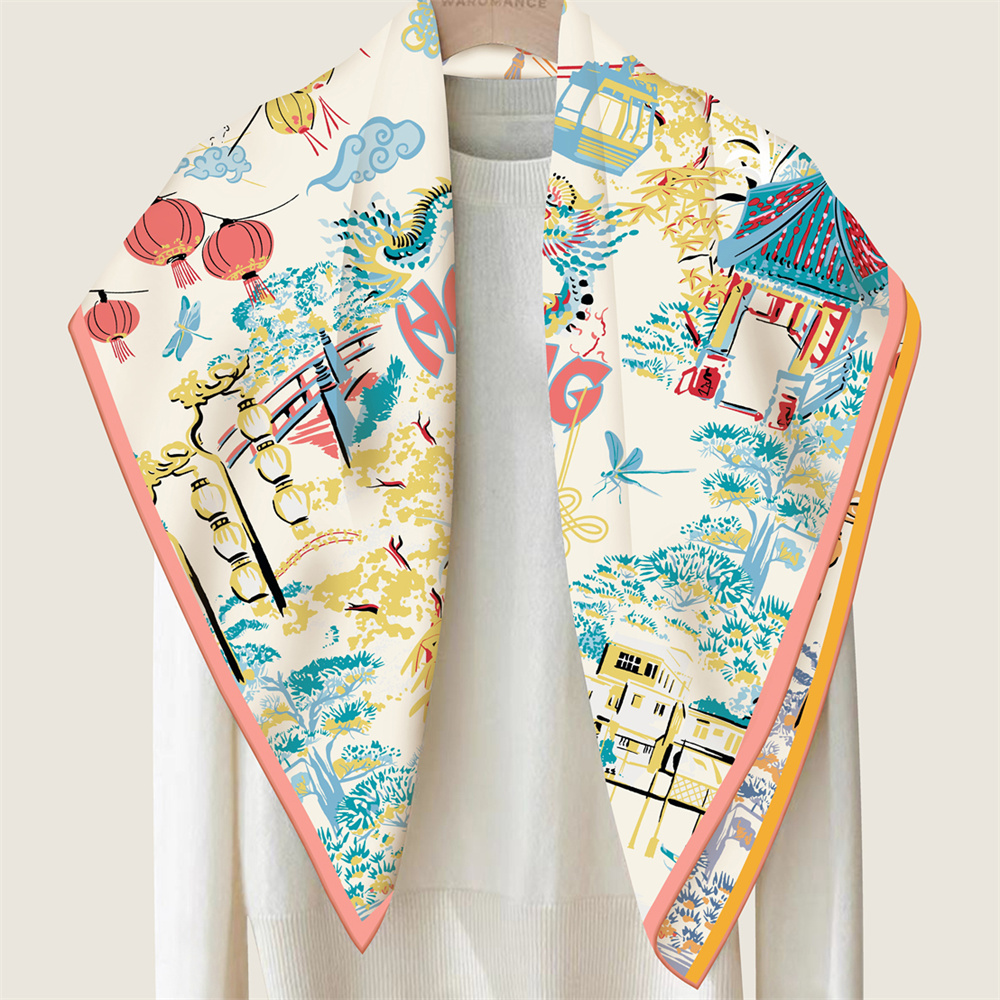 90CMTwill Silk Scarf Women Dou - Scarf Silk Square ulasan dan harga