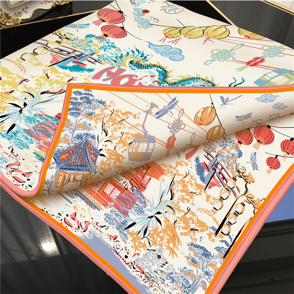 90CMTwill Silk Scarf Women Dou - Scarf Silk Square ulasan dan harga