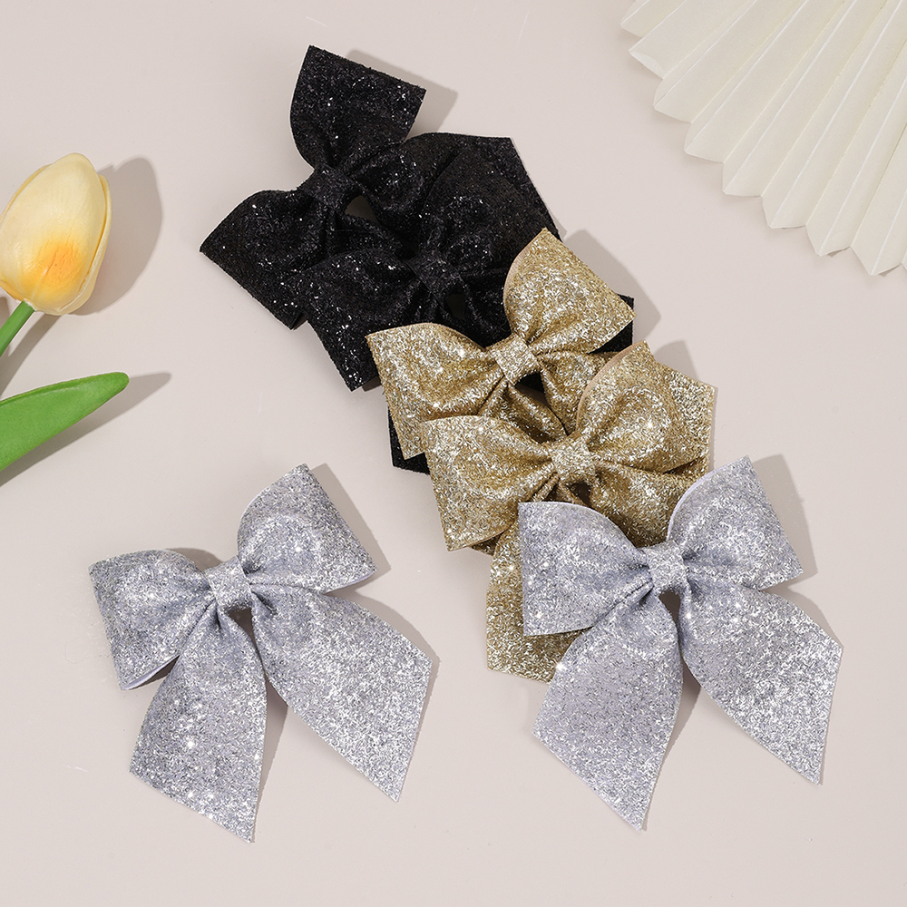 6Pcs Sparkling Bow Hair Clips  - Tie Clip Silver ulasan dan harga