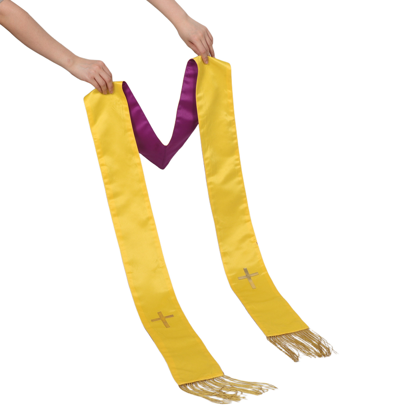 Dual Color Purple Gold Reversi - Stole Wedding Shawl ulasan dan harga