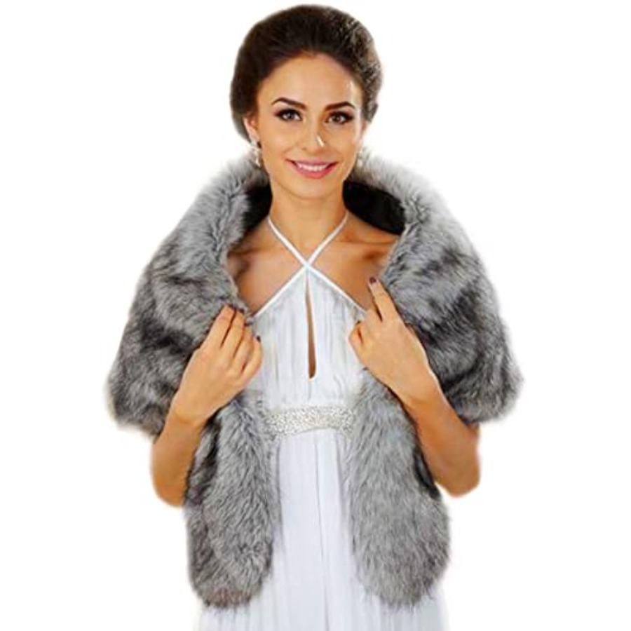 Aukmla Women's Wedding Fur Wra - Stole Wedding Shawl ulasan dan harga