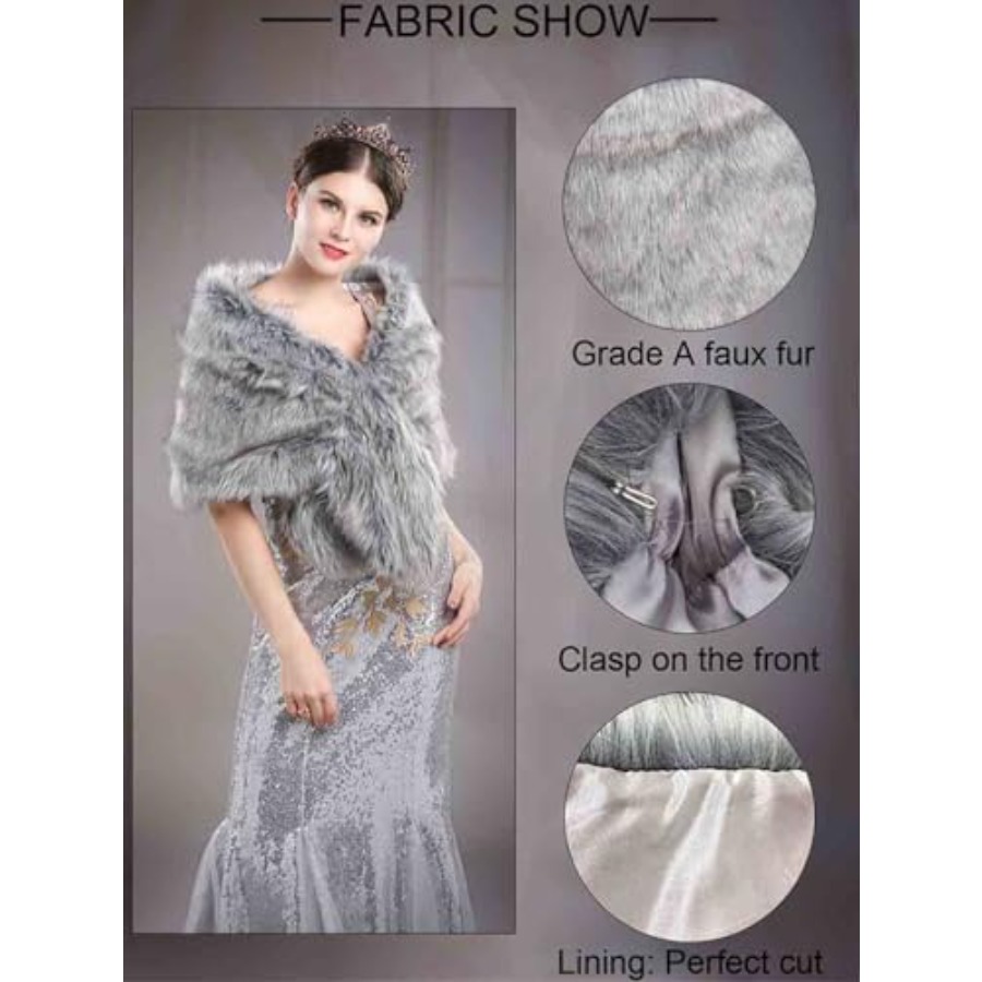 Aukmla Women's Wedding Fur Wra - Stole Wedding Shawl ulasan dan harga