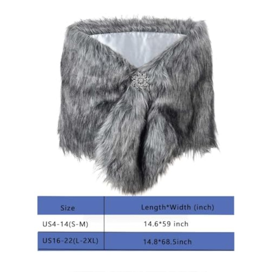 Aukmla Women's Wedding Fur Wra - Stole Wedding Shawl ulasan dan harga