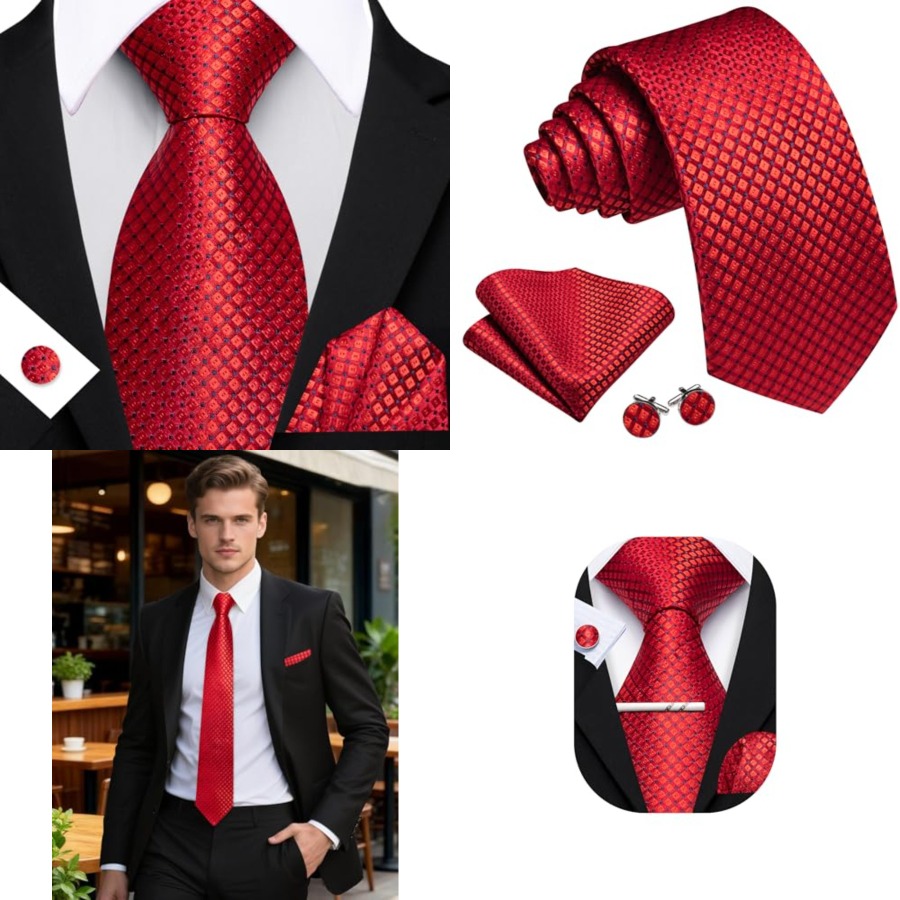 Men Plaid/Striped Ties Set Sil - Silk Tie Striped ulasan dan harga