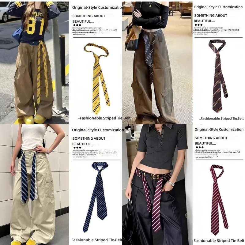 2026 South Korea Dongdaemun St - Silk Tie Striped ulasan dan harga