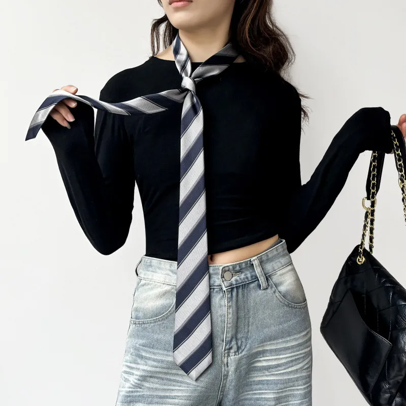 2026 South Korea Dongdaemun St - Silk Tie Striped ulasan dan harga