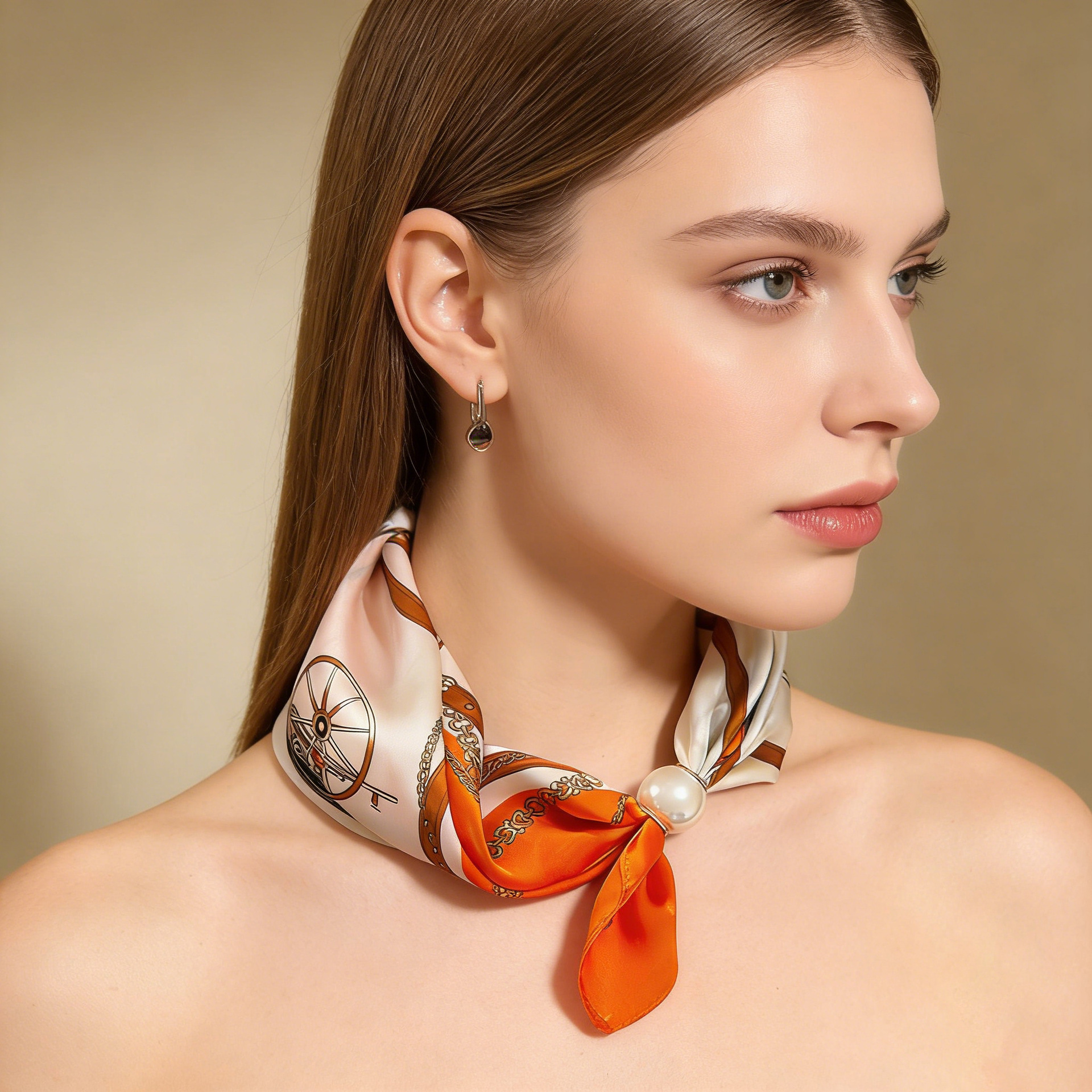 Scarf Chain Silk Lazy Magnetic - Ascot Neck Scarf ulasan dan harga