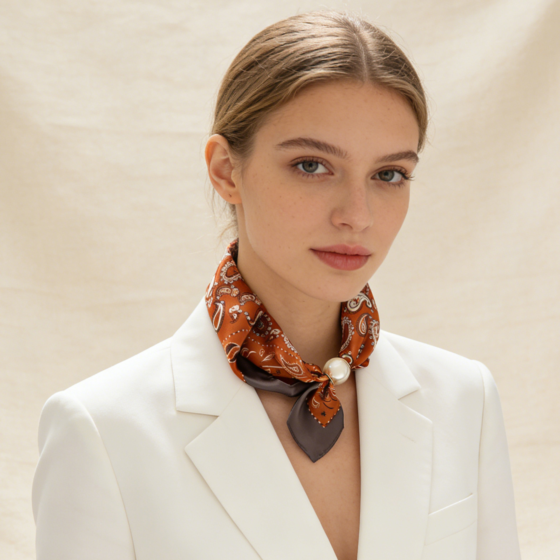Scarf Chain Silk Lazy Magnetic - Ascot Neck Scarf ulasan dan harga