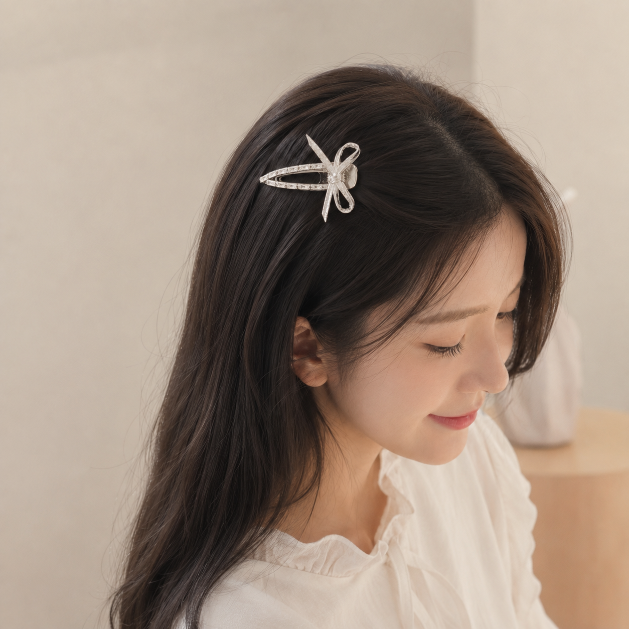 Y2K Bow Hair Clip Silver Alloy - Tie Clip Silver ulasan dan harga