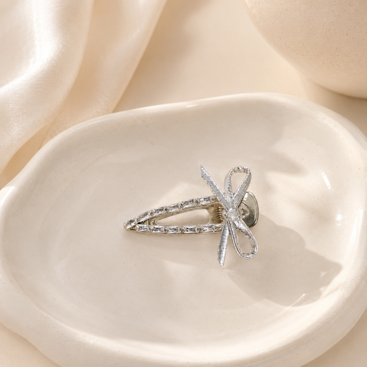 Y2K Bow Hair Clip Silver Alloy - Tie Clip Silver ulasan dan harga