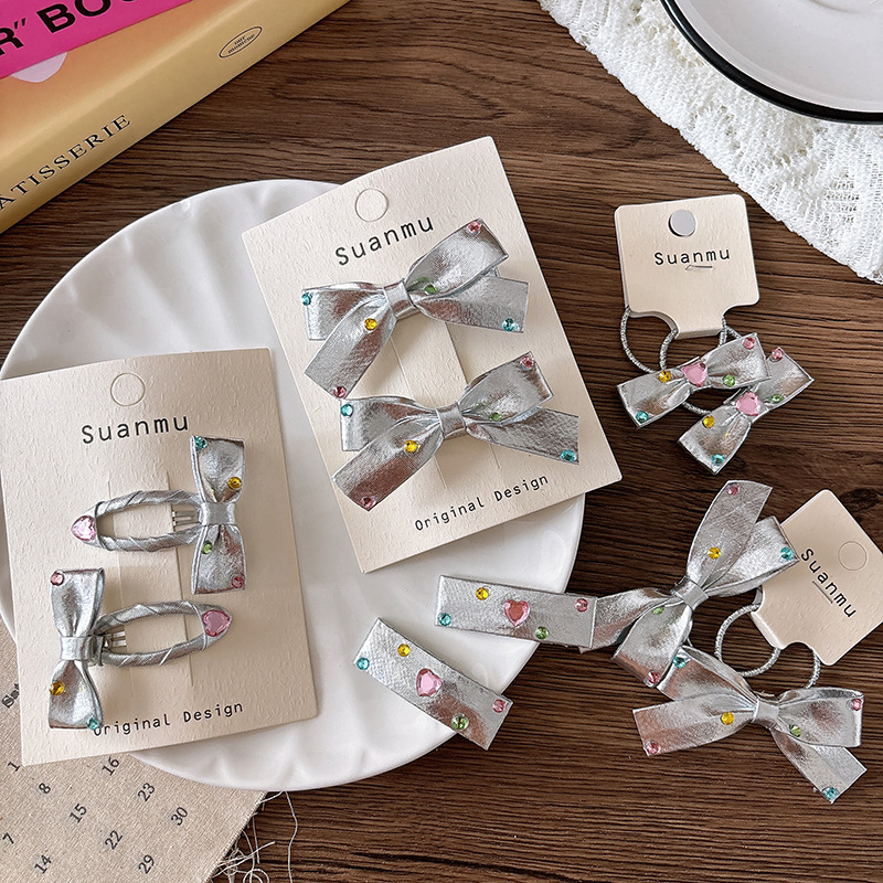 2pcs Diamond Bow Children's Ha - Tie Clip Silver ulasan dan harga