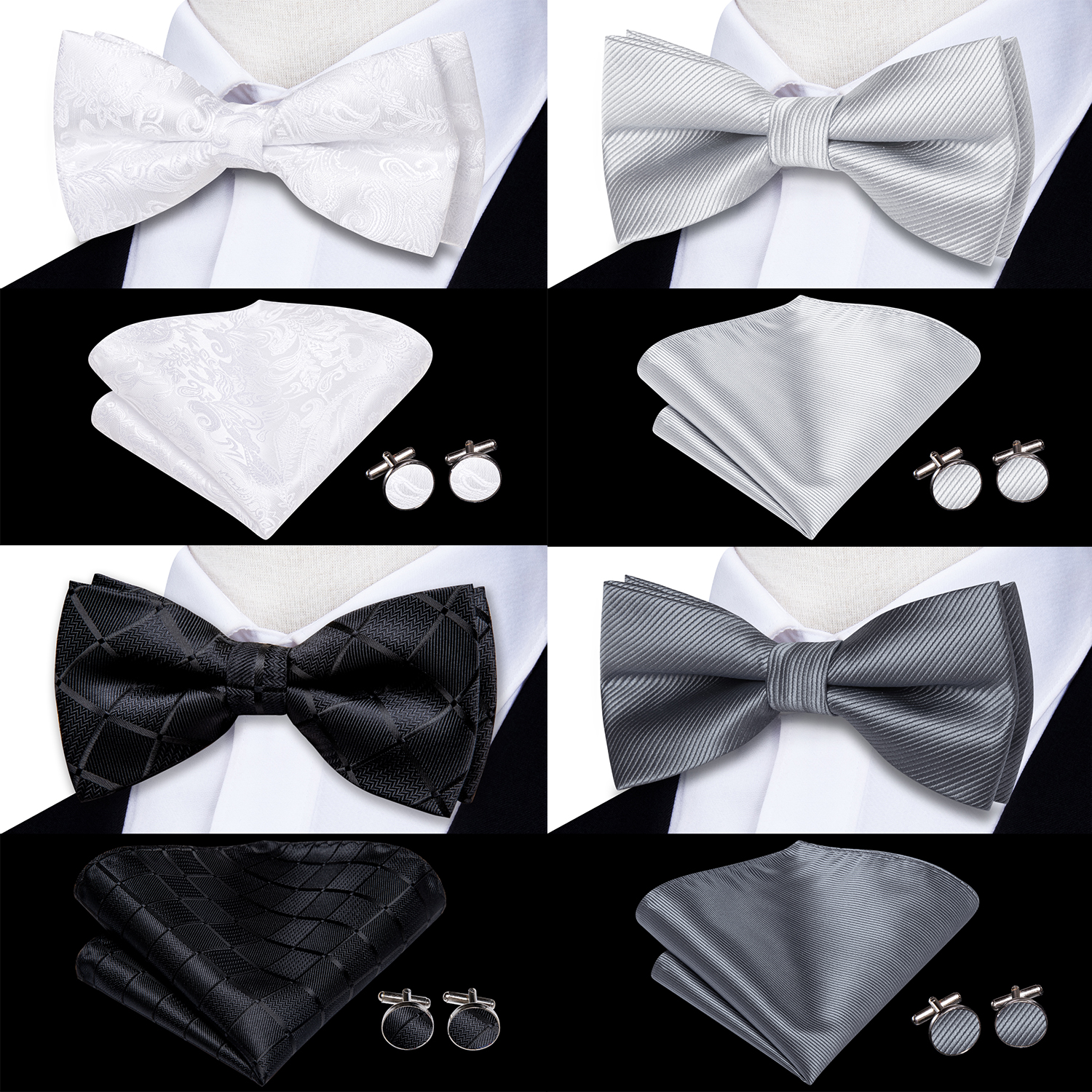 Hi-Tie Mens Bow Tie Hanky Cuff - Bow Tie Pre Tied ulasan dan harga