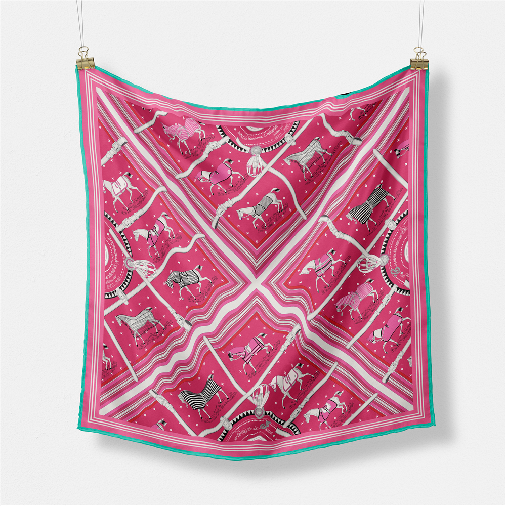 53CM Brand Small Plaid Horse P - Scarf Silk Square ulasan dan harga