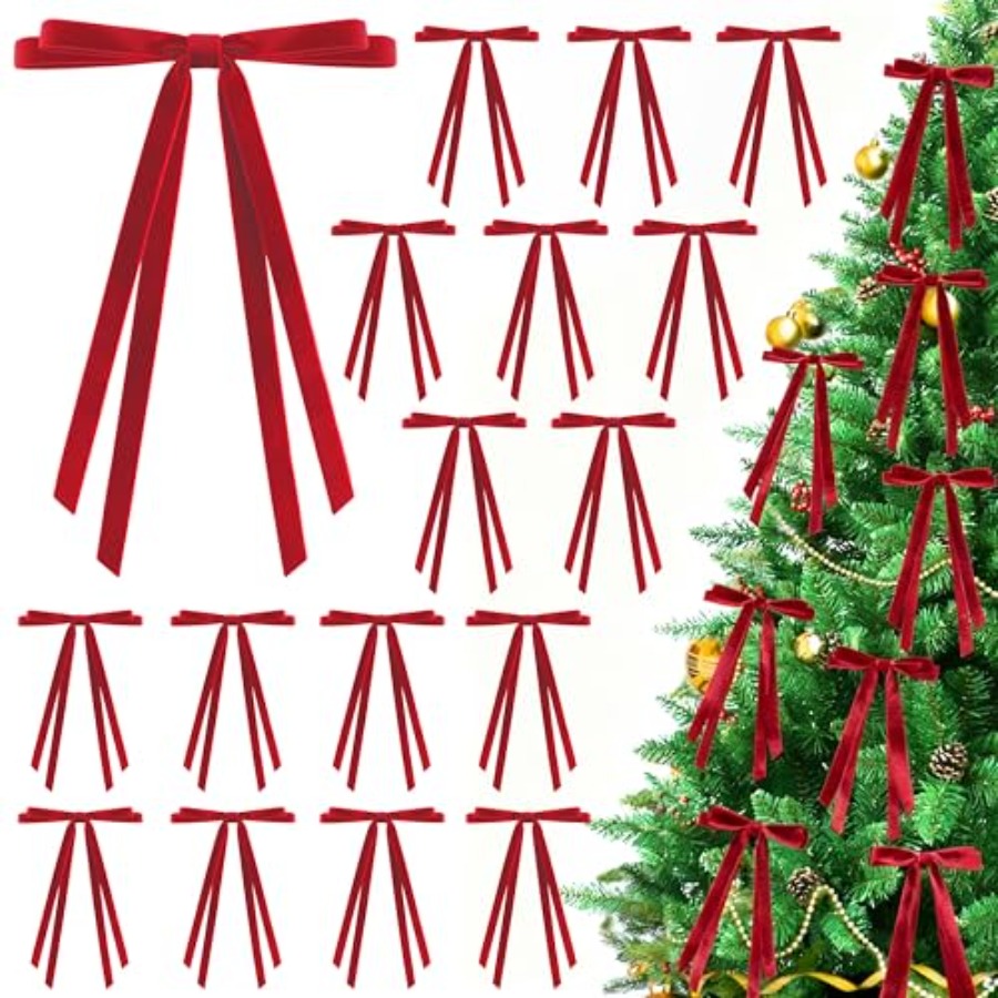 24 Pcs Christmas Bows for Tree - Bow Tie Pre Tied ulasan dan harga