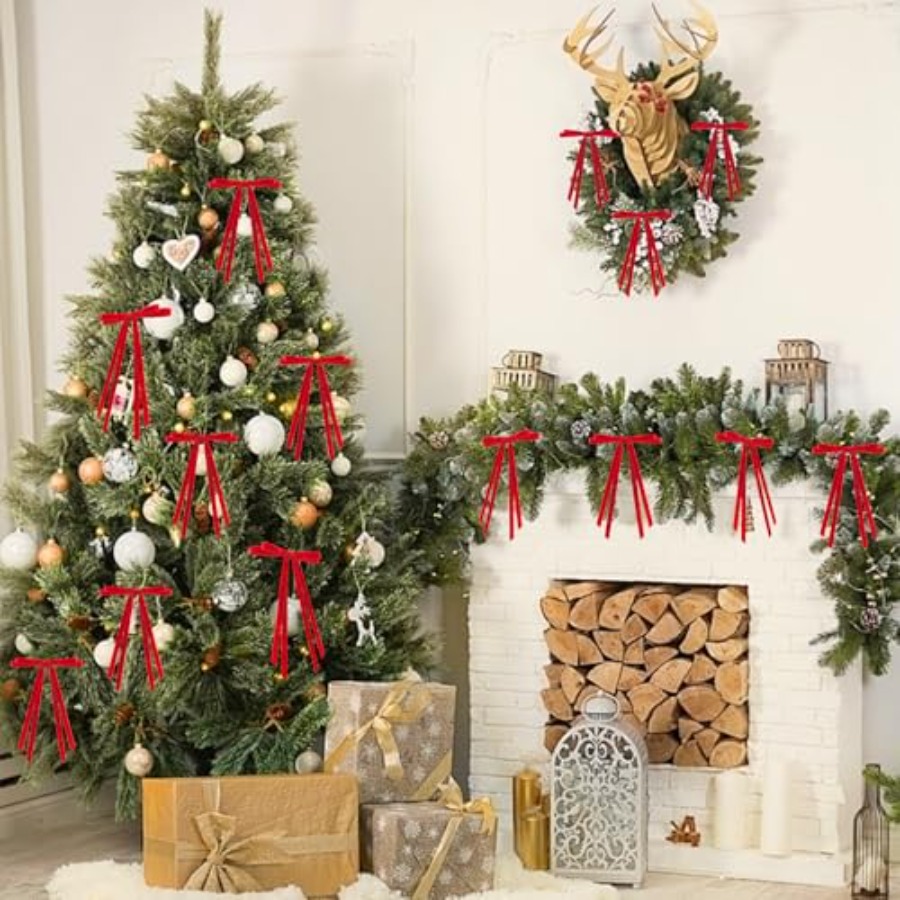 24 Pcs Christmas Bows for Tree - Bow Tie Pre Tied ulasan dan harga