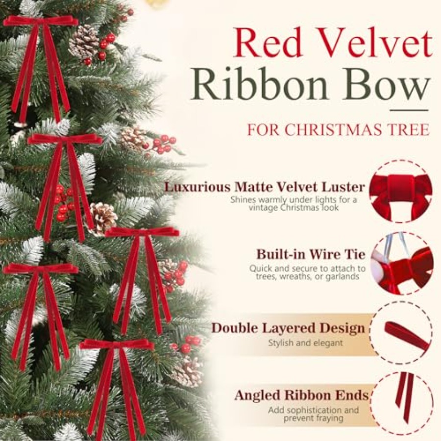24 Pcs Christmas Bows for Tree - Bow Tie Pre Tied ulasan dan harga