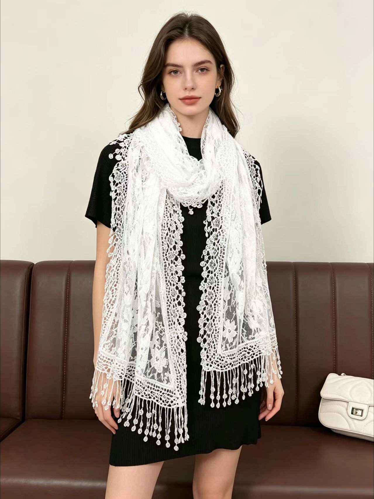 New Embroidery Lace Scarf Shaw - Stole Wedding Shawl ulasan dan harga