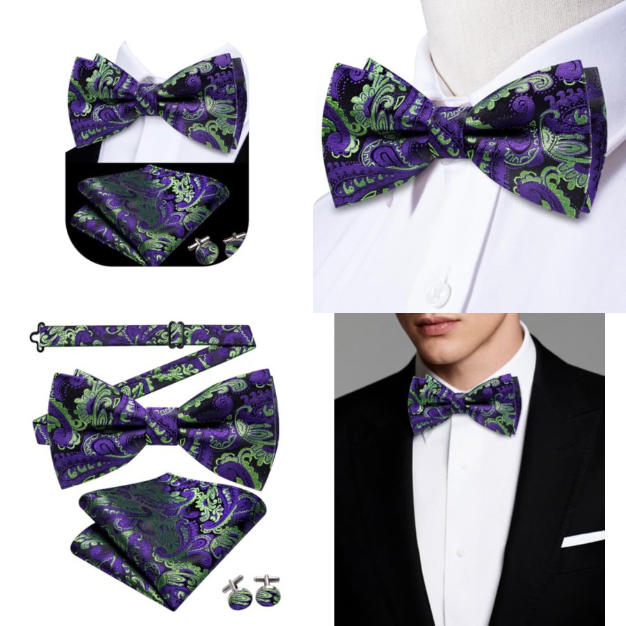 Mens Paisley Striped Bowtie Se - Silk Tie Striped ulasan dan harga