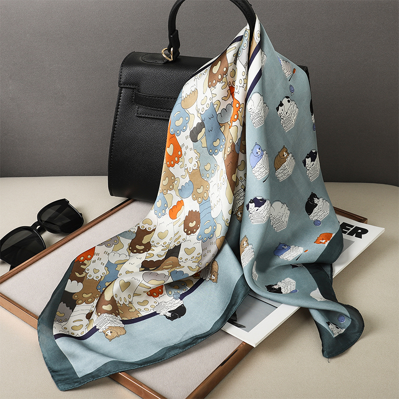 Luxury Silk Shawl Fat Cat Squa - Head Wrap Turban ulasan dan harga