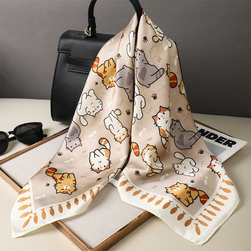 Luxury Silk Shawl Fat Cat Squa - Head Wrap Turban ulasan dan harga