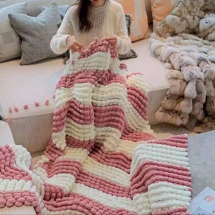 130G/Roll Pompom Yarn Mixed Co - Woven Scarf Blanket ulasan dan harga