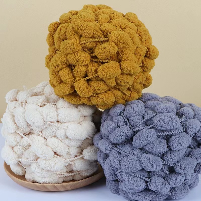 130G/Roll Pompom Yarn Mixed Co - Woven Scarf Blanket ulasan dan harga