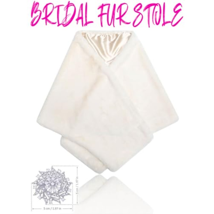 Bride Wedding Faux Fur Shawls  - Stole Wedding Shawl ulasan dan harga