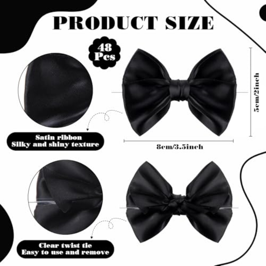 Black 48 Pcs 3.5 Inch Bows wit - Bow Tie Pre Tied ulasan dan harga